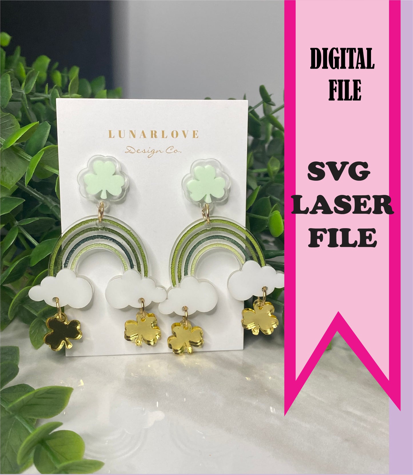 DIGITAL Laser File - Shamrock Cloud Earrings