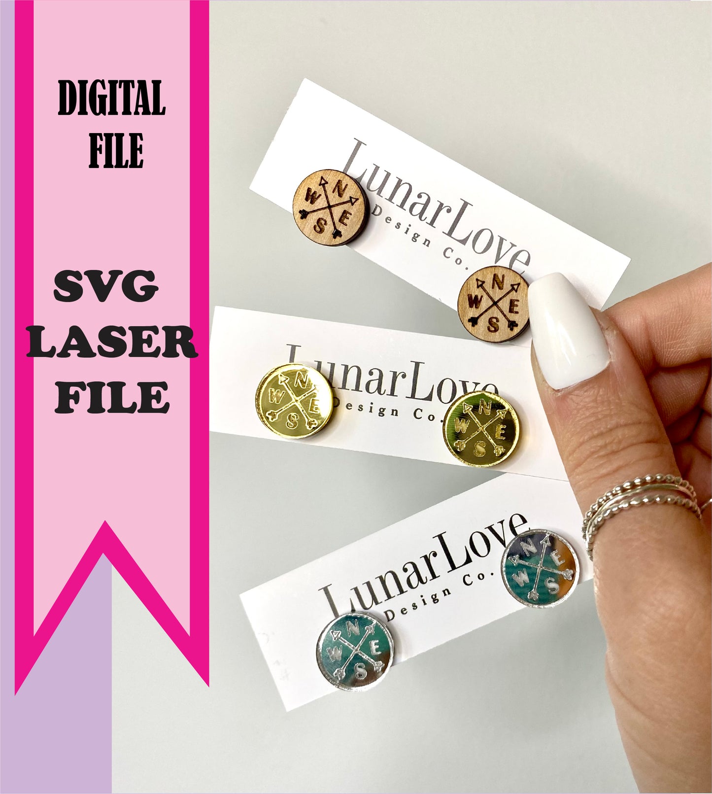 DIGITAL Laser File - Compass Earrings