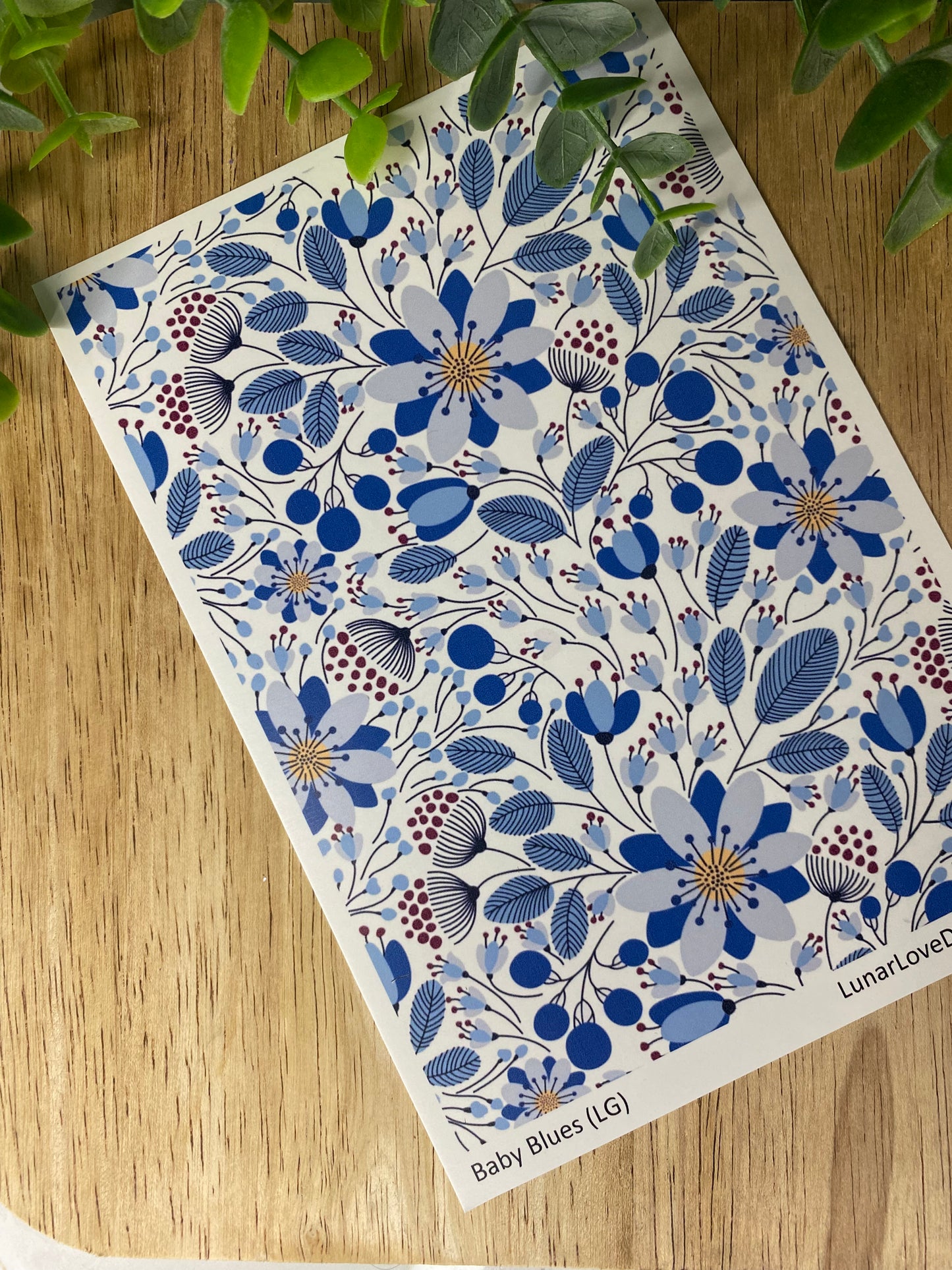 Baby Blue Florals - Clay Tattoo Sheet