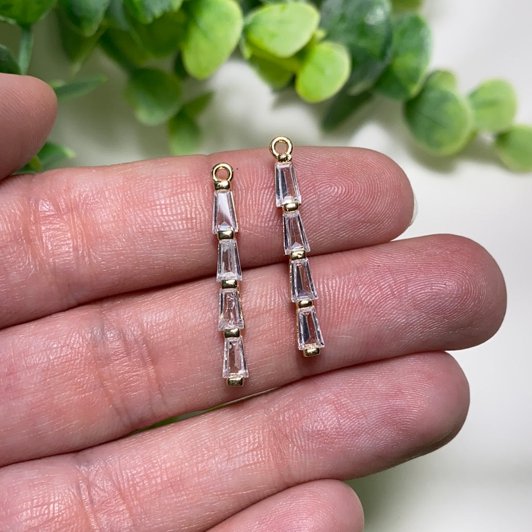 Long Bar CZ 14kt gold plated (2 PCS) - Jewelry Findings