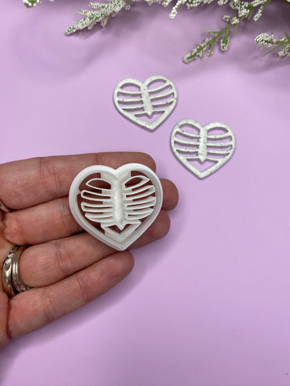 Skeleton Heart Rib Cage - Polymer Clay Cutter