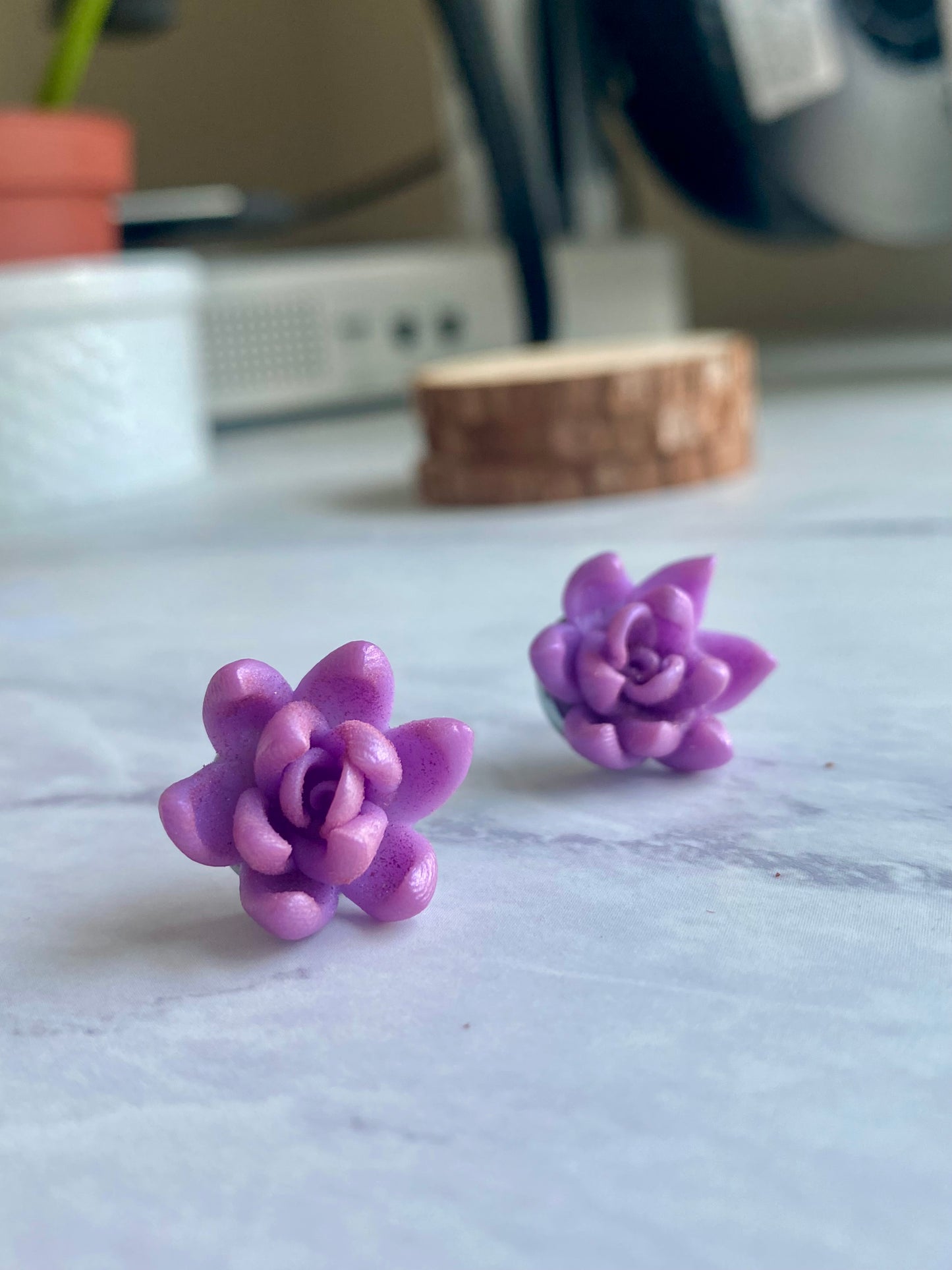 Handmade Succulent Stud Earrings - Lightweight Polymer Clay Creations