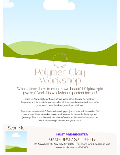 Flyer Template - Polymer Clay Workshop - Cream