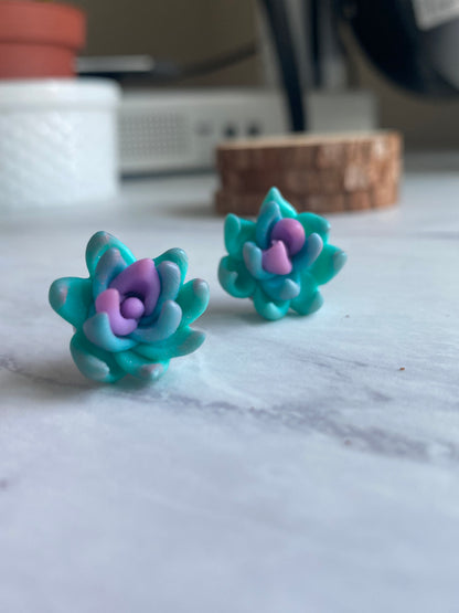 polymer clay succulent earrings Handmade Succulent Stud Earrings