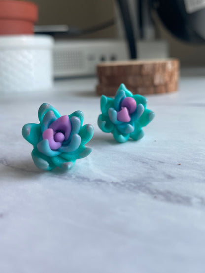 Handmade Succulent Stud Earrings - Lightweight Polymer Clay Creations