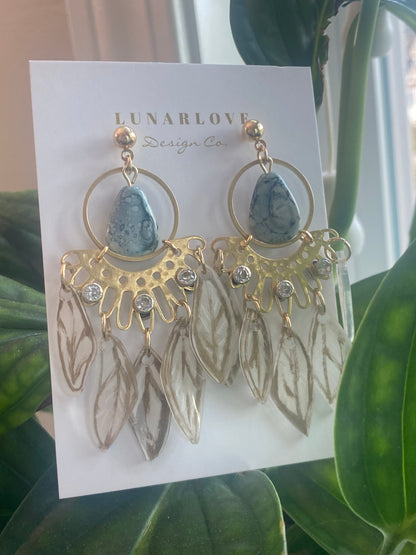 Eclectic Boho Feather Brass Earrings