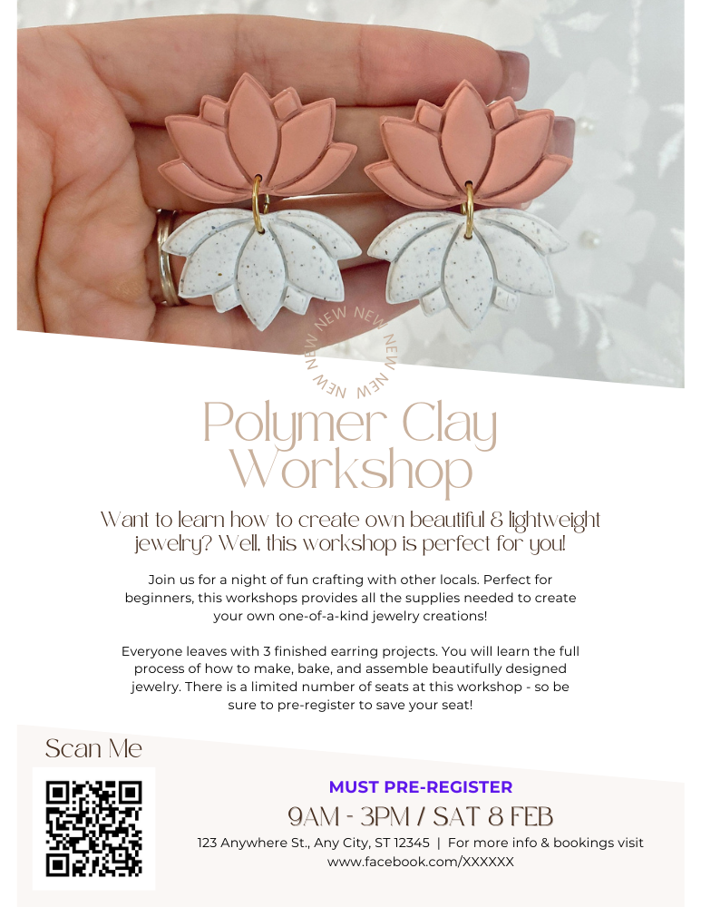 Flyer Template - Polymer Clay Workshop - Cream