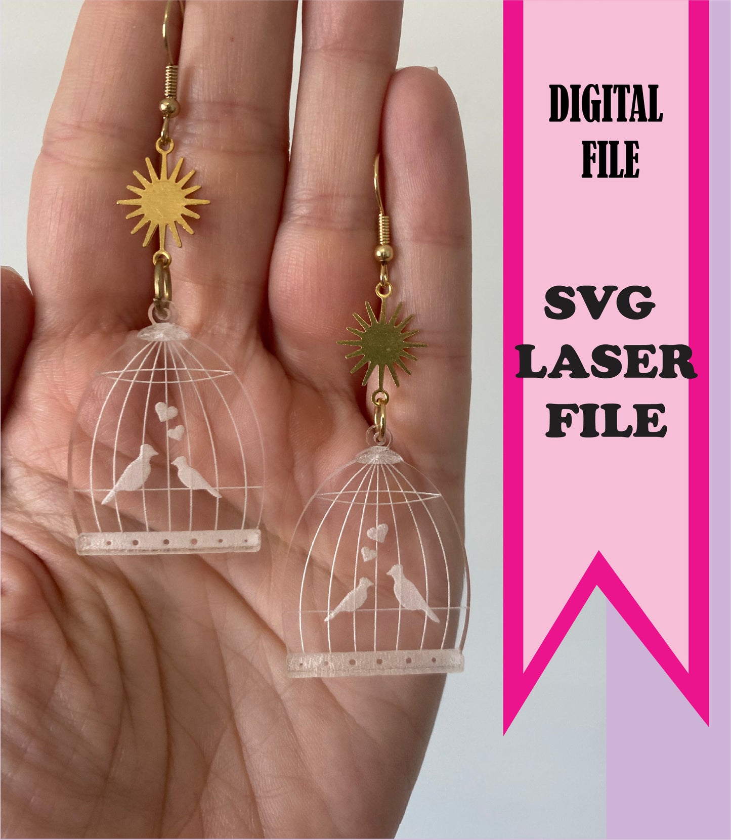 DIGITAL Laser File - Bird Cage Earrings