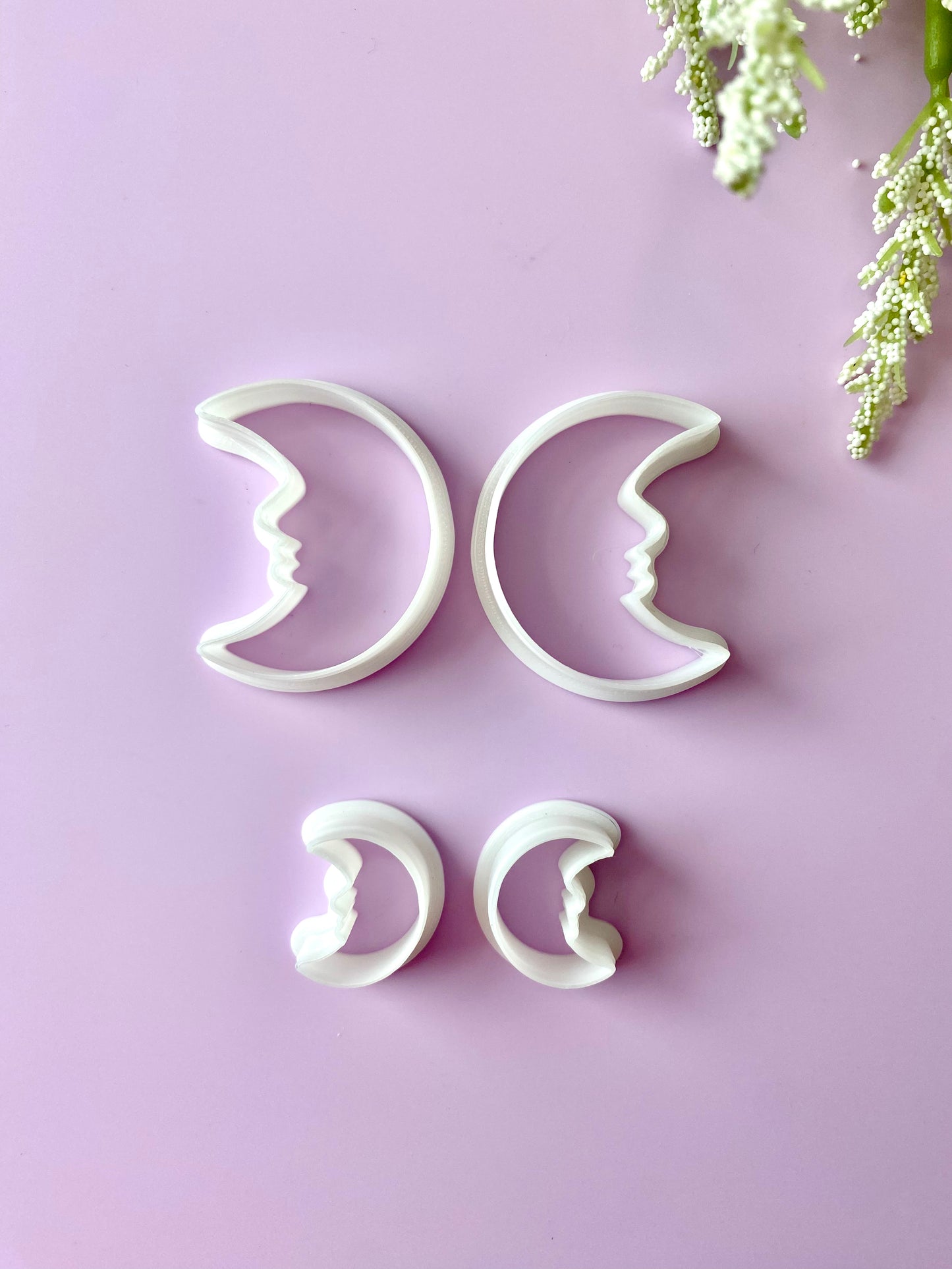 Crescent Moon Face Matching Set - Polymer Clay Cutter Set