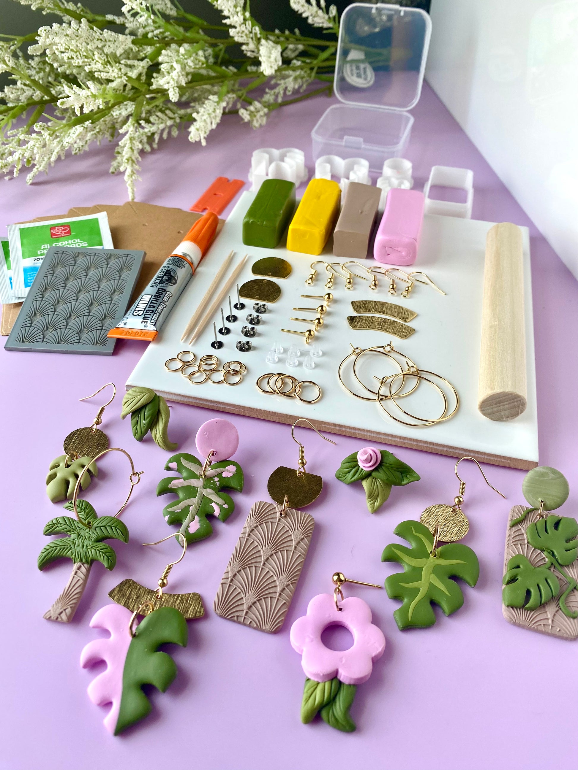 DIY Polymer Clay Earring Kit TROPICAL EARRING KIT Makes 6 sets of Earrings