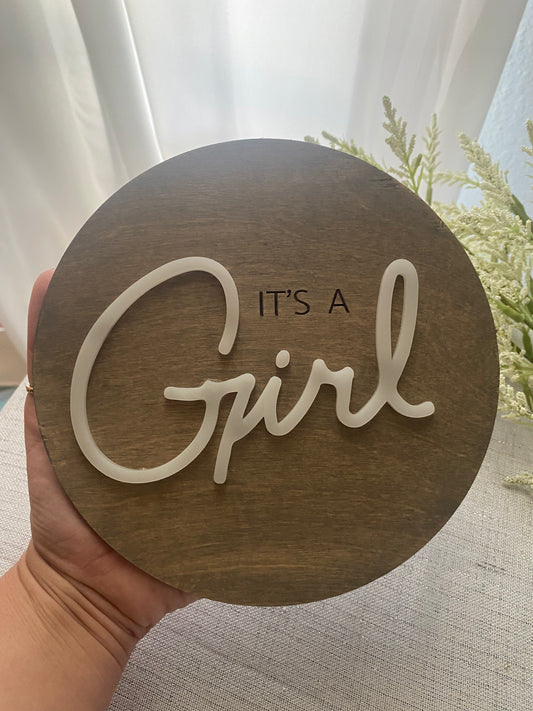 Gender Reveal Sign - Wood & Acrylic - It’s a girl it’s a boy