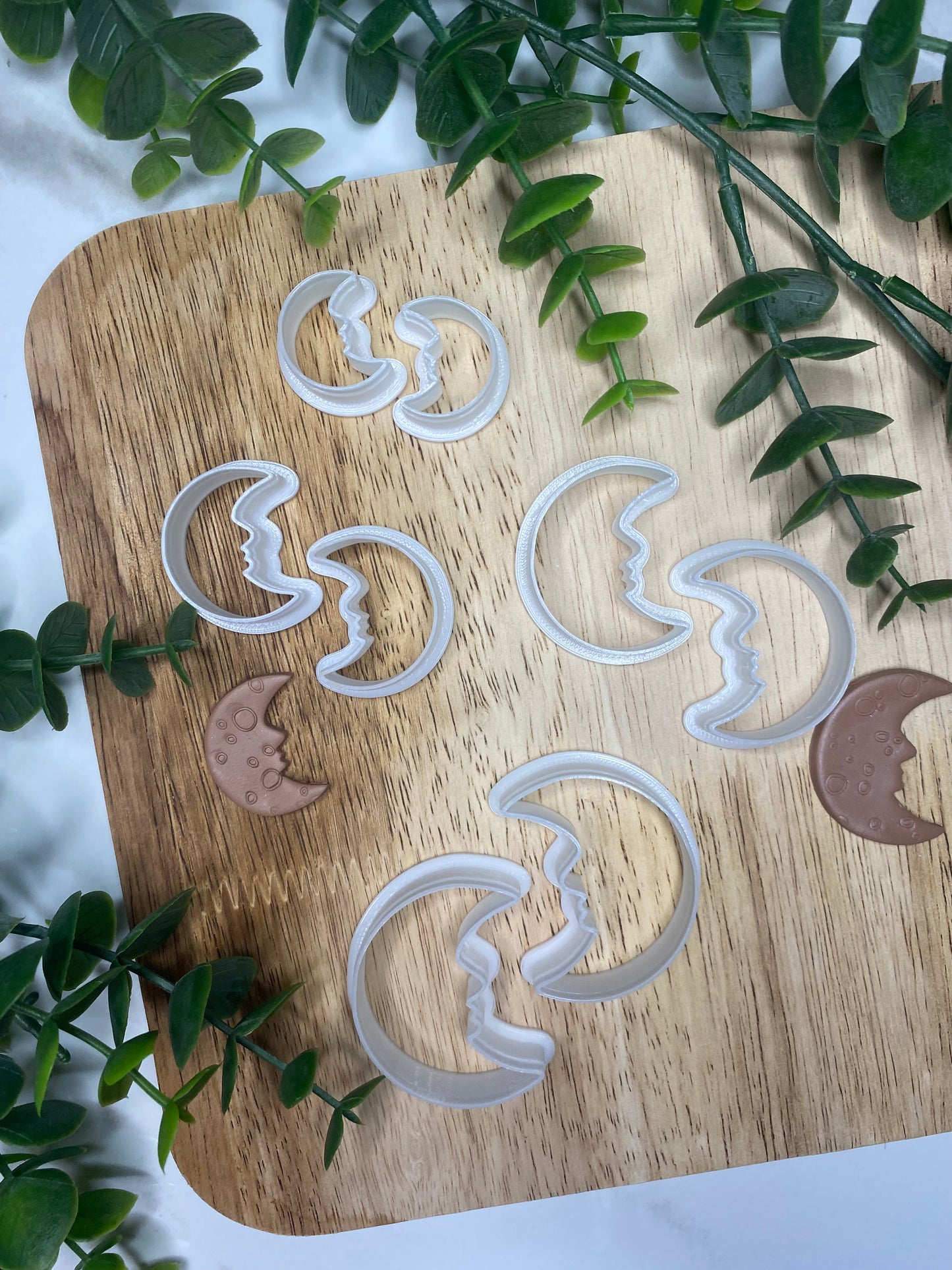 Crescent Moon Face Matching Set - Polymer Clay Cutter Set