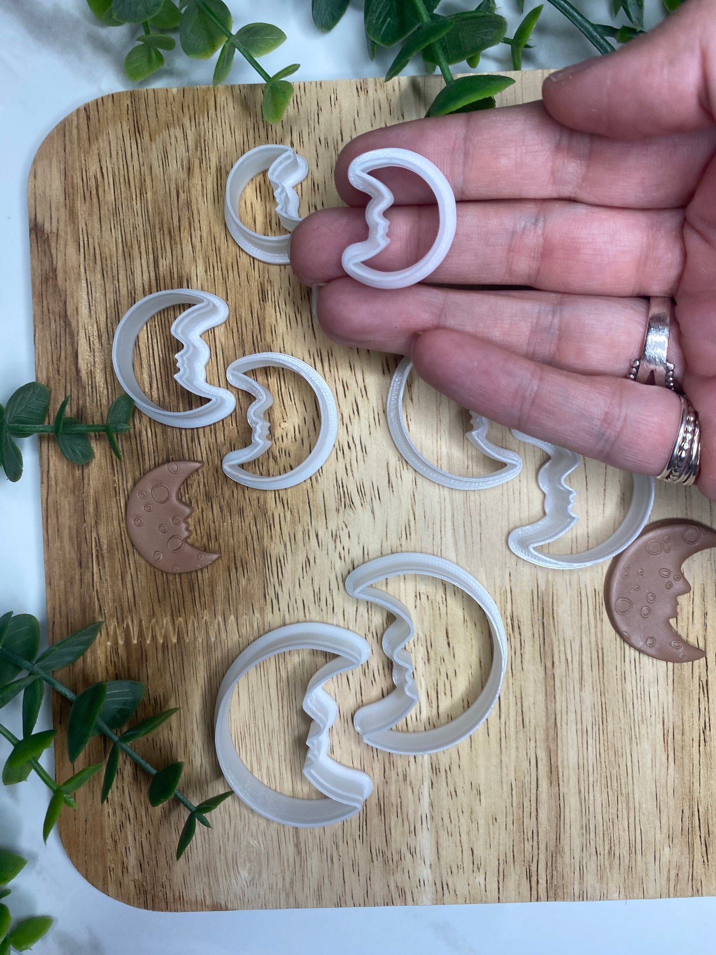 Crescent Moon Face Matching Set - Polymer Clay Cutter Set