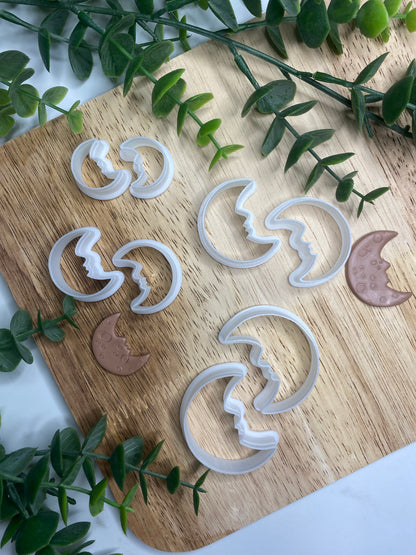 Crescent Moon Face Matching Set - Polymer Clay Cutter Set