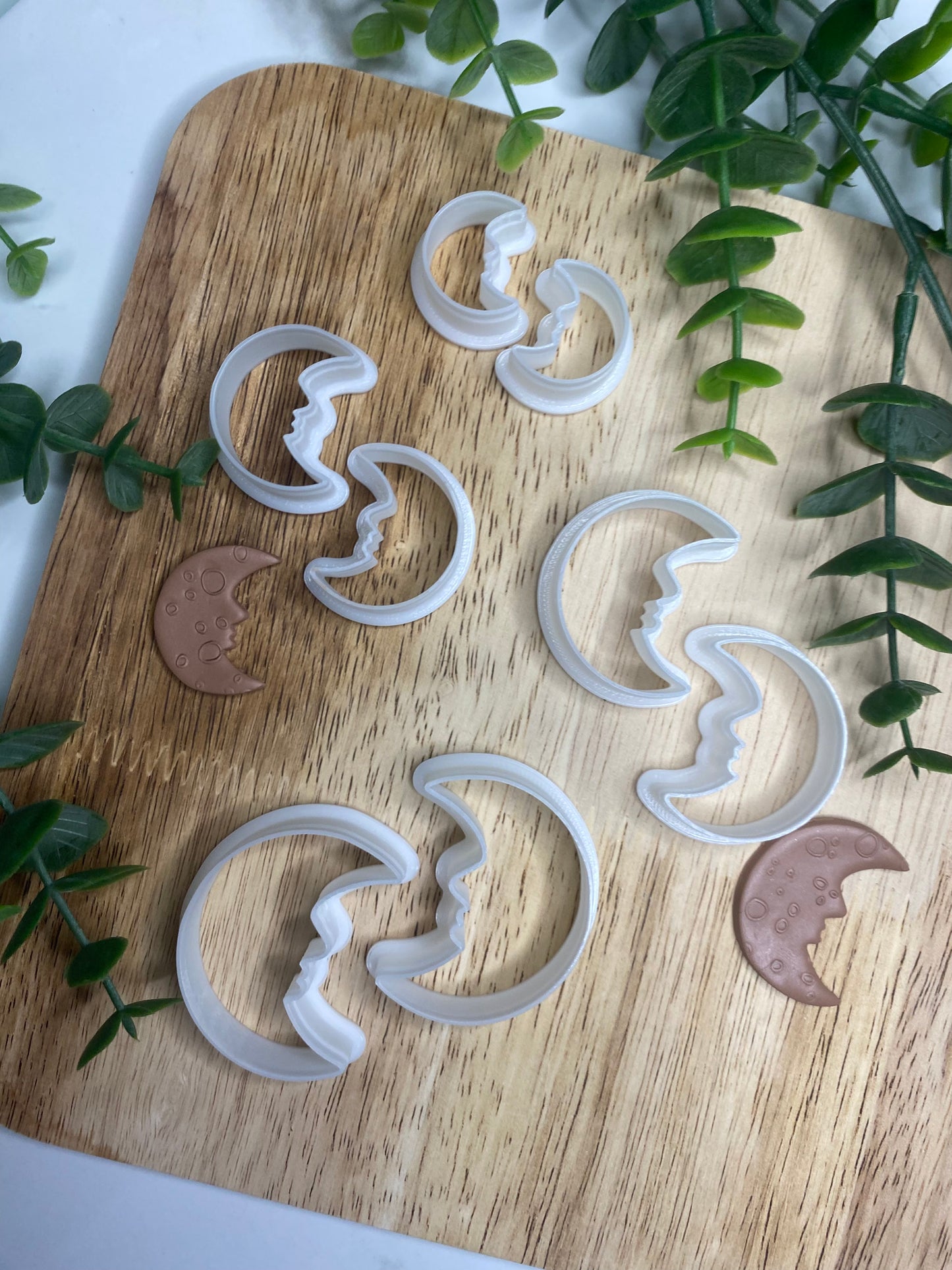 Crescent Moon Face Matching Set - Polymer Clay Cutter Set